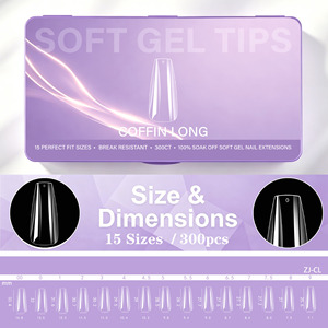 New transparent soft <b>gel</b> <b>nail</b> tip 300pcs/box immersion full <b>set</b> of anti shatter artificial <b>nail</b> tablet capsule suitable for Sal - Product Image 4