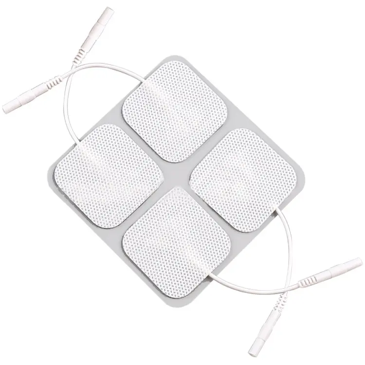 Almohadillas de electrodos para masaje Tens, 5x5 almohadillas de electrodos de forma cuadrada con enchufe de 2,0mm para máquina de terapia Digital Tens Ems