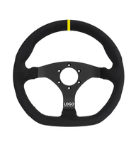 Volant de simulation de course professionnel style GT 320 mm en forme de D à fond plat en suède avec fixation rapide à 6 boulons