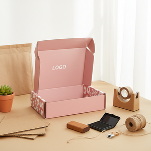 Caja de Regalo Rosa de Materiales Reciclados, Personalizada, Ecológica, con Impresión de Logotipo a Cuatro Colores, Caja de Cartón Corrugado Plegable para Envíos - Product Image 1