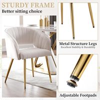 Ensemble de chaises de bureau ergonomiques modernes en velours, pieds en métal doré, chaise de coiffeuse rembourrée, chaise d'appoint sans accoudoirs pour le salon