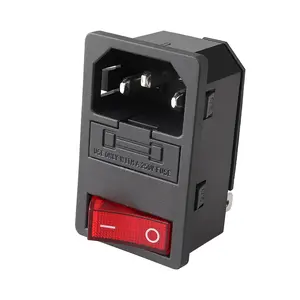 LZ-14-F16 iec320 ac entrada de energia com suporte de fusível e rocker switch e tomada 10a/15a produtos elétricos industrial preto 250v