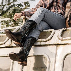 Fashionable Western Style Cowboy <strong>Boots</strong> <strong>Women</strong> Shoes High Quality Durable <strong>Genuine</strong> <strong>Leather</strong> Girl'<strong>s</strong> <strong>Boots</strong> New Arrival - Product Image 4