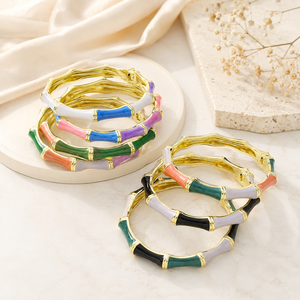 Factory Wholesale Fashionable Plant Knot Shaped Jade Electroplated Christian <b>Bangle</b> Hand Jewelry Drip Oil Color Matching - Product Image 3