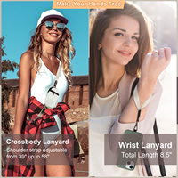 Pochette zippée pour téléphone portable à porter en bandoulière avec fenêtre d'identification |   Sangle de cou en nylon réglable avec logo personnalisé |   Anti-vol, lavable, antidérapant