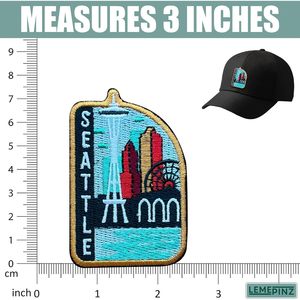 Parche Bordado de Seattle de 3 Pulgadas, Termoadhesivo o para Coser, Aplique de Tela para Viajes - Product Image 3