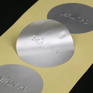 Bronzing Dumb Gold/Silver Embossed Label Stereo Segel Kustom dengan Stiker Aluminium Foil