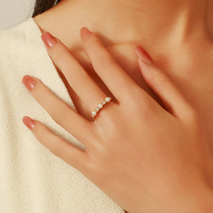 Stainless Steel <b>Ring</b> 18k Gold Plated <b>Titanium</b> Steel Geometric Shape Prong Setting Unisex Gift Jewelry - Product Image 3