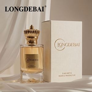 Elegante Botella de Perfume de Vidrio Premium de 30ml 50ml 100ml, Botella de Perfume Vacía Transparente de Alta Precisión con Tapa Dorada y Caja de Papel - Product Image 1