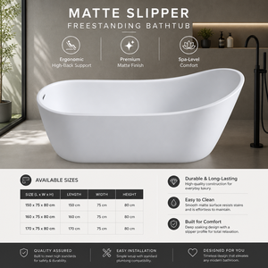 Baignoire autoportante de luxe en blanc mat |   Baignoire acrylique ergonomique à dossier haut pour une relaxation corporelle complète - Product Image 1