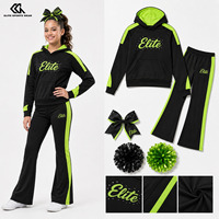 Ensemble de réchauffement pour cheerleading par sublimation couleur violette, personnalisé avec sweat à capuche orné de strass étincelants, nœud et pompons, pour la pratique en studio de danse
