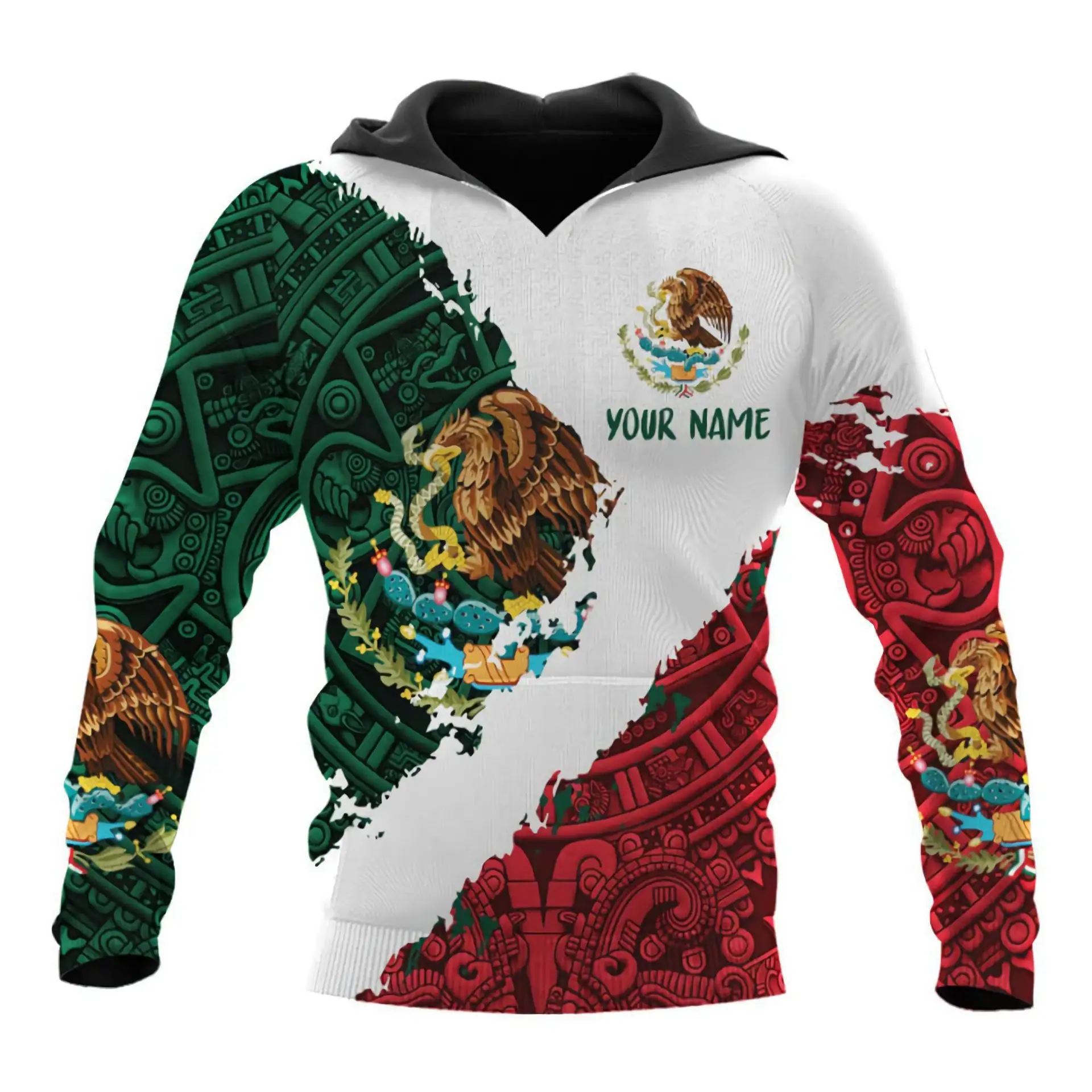 Groothandel Mexicaanse Kleding Custom Volledig Bedrukt Mexicaanse Mannen Pullover Hoodie 100% Katoen Unisex Oversized Hoodies Sweatshirts