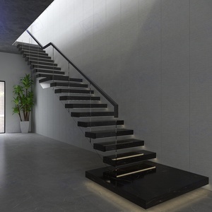 Escalón <span class=keywords><strong>de</strong></span> madera para interiores, escalones <span class=keywords><strong>de</strong></span> madera <span class=keywords><strong>de</strong></span> roble, canalización, iluminación LED, mármol - Product Image 2