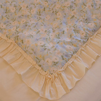 Parure de lit élégante et luxueuse en double gaze 100% coton avec jupe de lit à volants pour chambre de fille raffinée