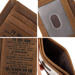 Tarjetero RFID Delgado de Cuero Crazy Horse Personalizado, Cartera Vintage para Tarjetas de Identificación, Regalo para Papá/Mamá/Hijo, Minimalista, para Bolsillo Delantero - Product Image 5