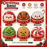 Pack de jouets squishy de Noël transfrontalier, jouets à presser en forme de pain de Noël de dessin animé, jouet sensoriel souple de décompression pour cadeau de Noël
