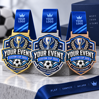 Médaille de football personnalisée, trophée, médaille avec ruban et logo personnalisés, médaille de championnat sportif, fabricant de médailles OEM ODM