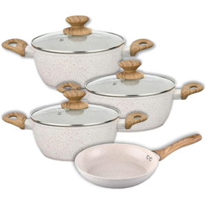 4 Piece Cooking Pots Glass Lids Bakelite Handles Dishwasher Oven Safe for Gas <b>Induction</b> Stoves Forged Ceramic <b>Cookware</b> <b>Set</b> - Product Image 1