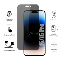 Protecteur d'écran de confidentialité en verre trempé anti-espion 2025 9H 2.5D pour iPhone 15 15 Pro 6.1