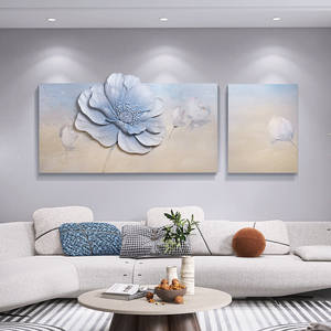 Peinture décorative murale <span class=keywords><strong>triptyque</strong></span> en résine 3D rectangulaire pour salon, style moderne minimaliste de luxe léger - Product Image 4