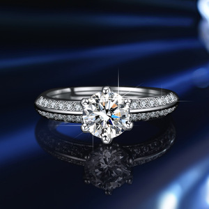 Anello Nuziale Regolabile in Moissanite da 1 Carato Colore D Placcato Platino per Donna con Certificato GRA - Product Image 4