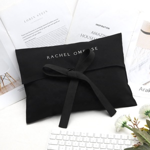 Wholesale Custom Logo Printing Black Cotton Envelope Pouch High Quality Twill Cotton Gift Cosmetic <b>Dust</b> <b>Bag</b> With Tie - Product Image 2
