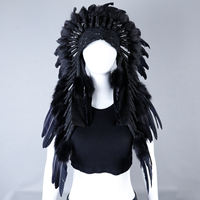 Coiffe de festival bohème unisexe de luxe, cousue à la main, avec plumes indiennes douces, pour cosplay, couleur personnalisable