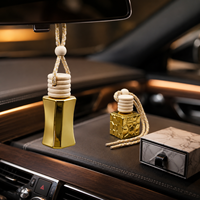 Flacon de parfum de voiture en verre électroplaqué or de luxe 7ml 8ml 10ml 12ml 15ml, diffuseur d'huiles essentielles suspendu, flacon rechargeable