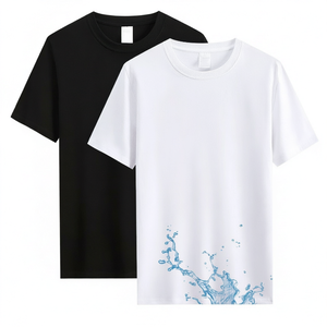 Camiseta de malla transpirable para hombre, manga corta, cuello redondo, tejida, informal, con logo personalizado - Product Image 1