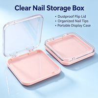 Boîte carrée en plastique SUNSHING pour faux ongles à presser, vide, faite à la main, étui de rangement pour ongles artificiels, boîte transparente à charnière