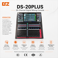 Console de mixage audio professionnelle DSZ DS-20PLUS 16 canaux en aluminium avec écran tactile, effets intégrés, enregistrement USB, entrées XLR stéréo