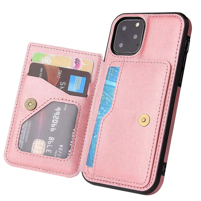 Custom Fashion Magnetic Card Flip Wallet Leather Cell Phone Case For iphone 12 pro