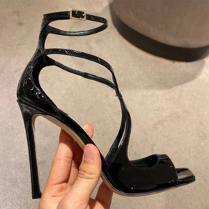 Sandalias de Tacón de Aguja de Satén de Lujo, Zapatos de Fiesta de Diseñador para Mujer - Product Image 3