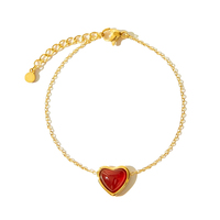 Gemnel élégant 925 argent Sterling cornaline pierre coeur Bracelet pour femmes Unique pierres précieuses charme bijoux