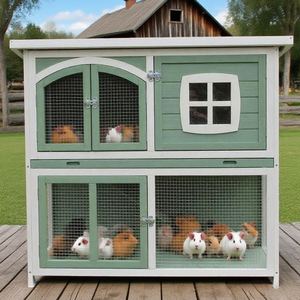 Conejo conejito de madera de dos niveles o conejillo de indias Casa de mascotas de fácil acceso <span class=keywords><strong>para</strong></span> limpiar muebles en venta - Product Image 1