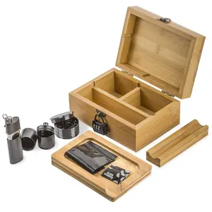 Combo with Rolling Tray Smell Proof Wooden Storage Stash Box Combination Lock