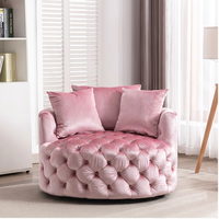 Fauteuil d'appoint pivotant rond capitonné de luxe moderne de style américain, canapé individuel relaxant pour salon