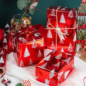 Red Christmas Wrapping Paper 17 In X 32.8 Ft Tree Design Single Side Coated Gift <b>Wrap</b> For Holiday Crafting Recyclable - Product Image 6