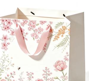 Promotion Eco-Friendly custom flower carry paper <b>bag</b> <b>large</b> capacity <b>bags</b> with ribbon handle for bouquet - Product Image 4