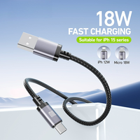 Câble de charge rapide en nylon tressé Type-C de 6 pieds 18W 3A pour iPhone pour téléphones Android S24