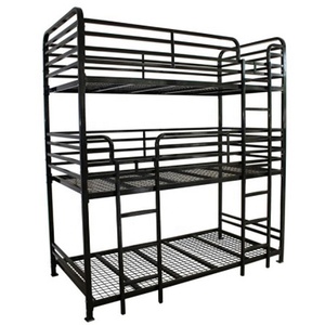 Регулируемая Современная трехместная двухъярусная кровать с металлическим каркасом для спальни для школьной больницы, общежития, в наличии, размеры, одноместная королева - Product Image 5