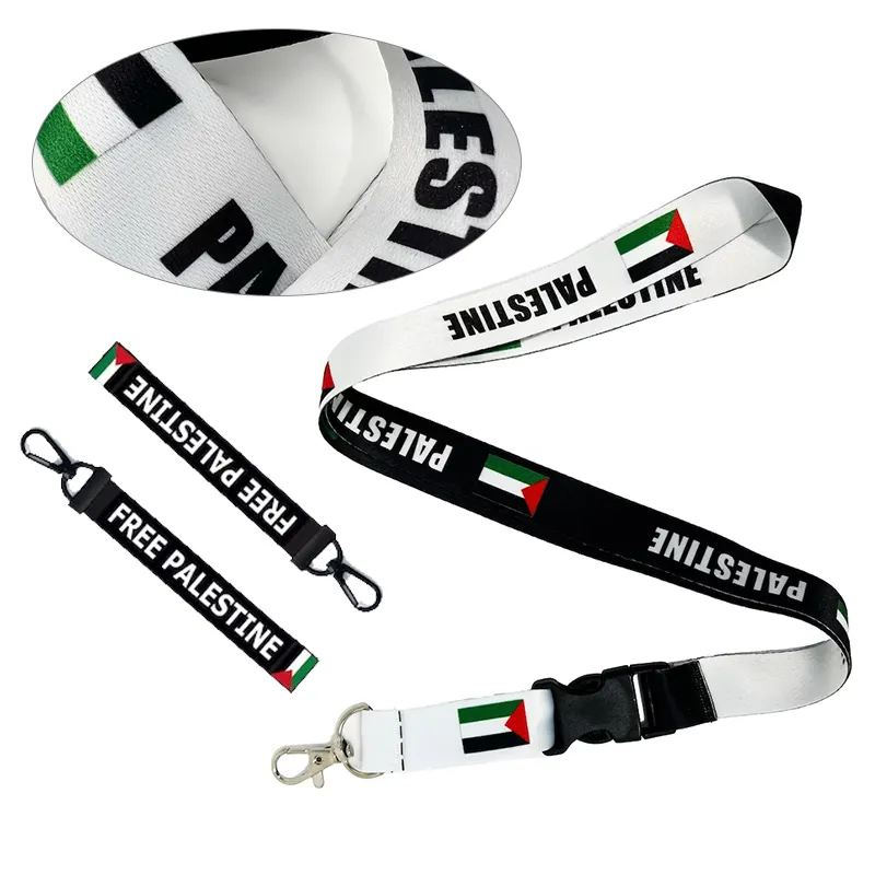 Promotionele Bulk Bedrukte Sublimatie Logo Fabrikant Custom Palestine Lanyard Met Set Item