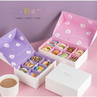 Design personnel rose bleu Rectangle 4*6 pouces Cookies Biscuit Bonbons Muffin Cupcake Livraison de cadeaux Boîte en papier ondulé avec couvercle
