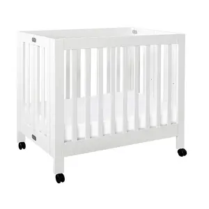 Portable designs white furniture set girl foldable wooden cribs folding baby bed for baby 0-3 years