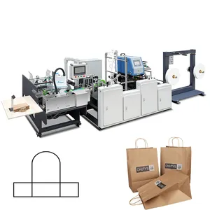 Máquina de fabricación de bolsas de papel, fabricante en China, mango de papel trenzado, línea de producción, precio