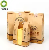 Embalaje de Papel Kraft para hornear, paquete de alimentos de plástico reutilizable, bolsas de tostado con cremallera con ventana