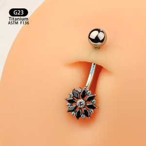 Piercing de nombril en titane F136, motif flocon de neige, zircon 5A - Product Image 4