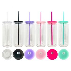 Pre-drilled Snow Globe 16oz 20oz <b>Plastic</b> Soda Can <b>Cups</b> and Silicone Plug clear for UV DTF Wraps - Product Image 2