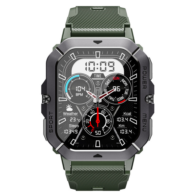 New Outdoor Three-Proof C28 Smart Watch Ring 2.02 AMOLED for Call Sports 1ATM Waterproof Heart Rate 36-40mm TPU