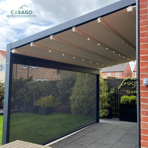Pérgola Plegable Motorizada de Aluminio <span class=keywords><strong>con</strong></span> Toldo de Tela Acrílica Impermeable, Control Remoto y Sensor de Lluvia - Product Image 1